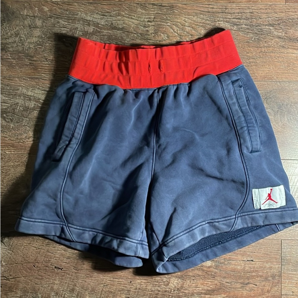 Jordan Athletic Shorts in washed blue and red